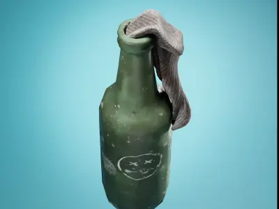 Molotov cocktail Low-poly 3D model