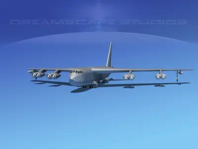 Boeing B-52D Stratofortress Bare Metal 3D model