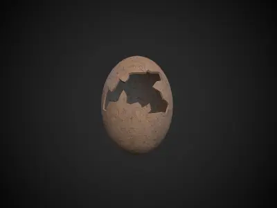 Broken Dinosaur Egg Low-poly 3D model