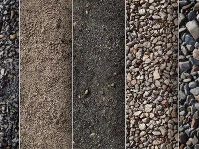 UE Gravel soil materials part 01 Low-poly 3D model