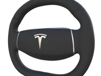 Tesla Model 3 Steering Wheel Low-poly 3D model