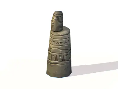 Handpaint Cartoon Stone Memorial Totem Symbol Low-poly 3D model
