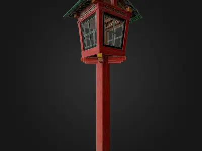 Japanese Lamp Wood Torii Vr Lowpoly game ready Low-poly 3D model