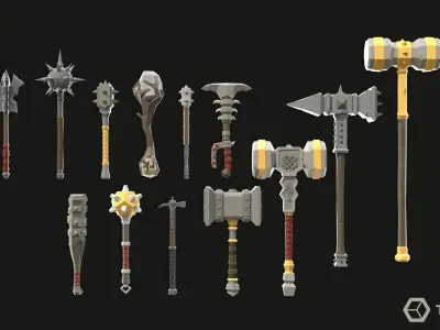 Fantasy Weapons LowPoly Pack Low-poly 3D model