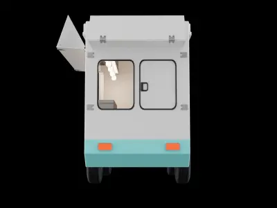 Food truck cartoon character with low-poly for commercial design Low-poly 3D model