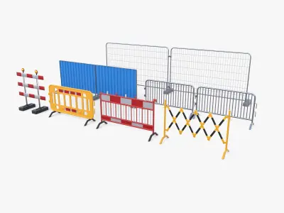 Construction site barrier pack V1 Low-poly 3D model