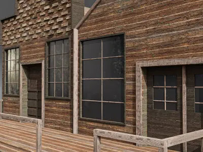 Western station Low-poly 3D model