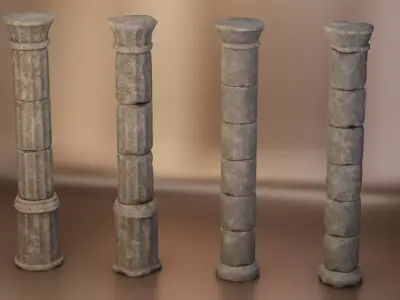 Old Stone Collums 4K PBR Modular Low-poly 3D model