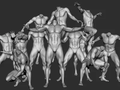 12 Male Poses Part 1 3D model