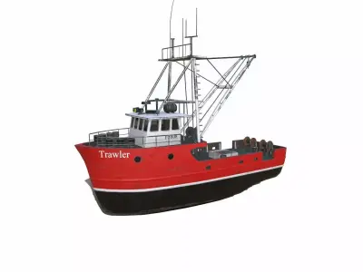Fishing Trawler Low-poly PBR Low-poly 3D model