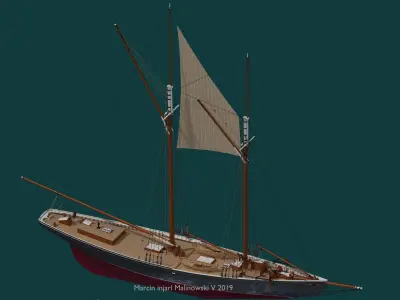 Bluenose 1921 schooner rigged historically accurate 3D model