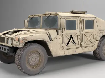 Military Hummer Humvee 3D model Low-poly 3D model