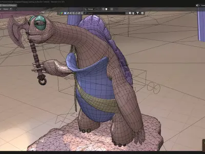 Master Oogway Rigged 3D Model with PBR Texture Low-poly 3D model