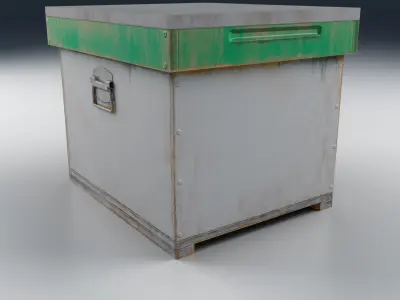 Old Wooden Box White Low-poly 3D model