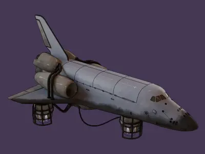 Shuttle DiselPunk Low-poly 3D model