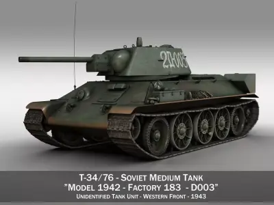T-34-76 - Model 1942 - Soviet medium tank - D003 3D model