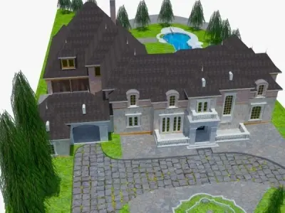 Victorian Mansion LXI Low-poly 3D model