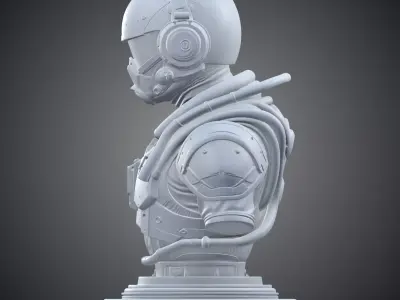 Sci-Fi Pilot Bust Cyberpunk Aviator Statue PM-377 3D print model