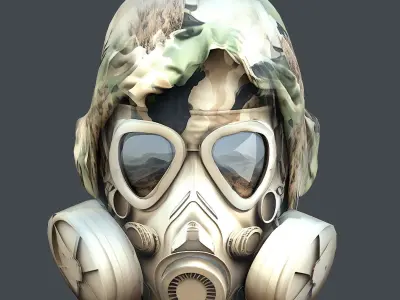 Gas mask helmet 3d model military combat Low-poly 3D model Low-poly 3D model