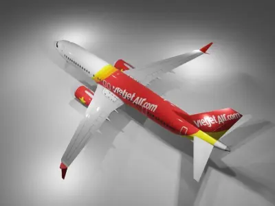 Vietjet airlines Boeing 737 max 8 200 3d model  Low-poly 3D model