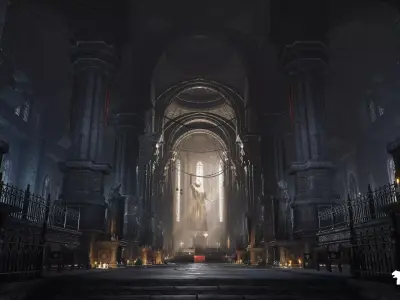 Ancient Cathedral Environment Low-poly 3D model