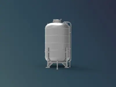 Industrial Water Tank Low-poly 3D model