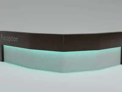 Modern Wooden Reception Desk Low-poly 3D model