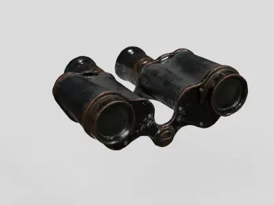 WW1 Military Binoculars and Leather Case 3D scan PBR 4K textures Low-poly 3D model