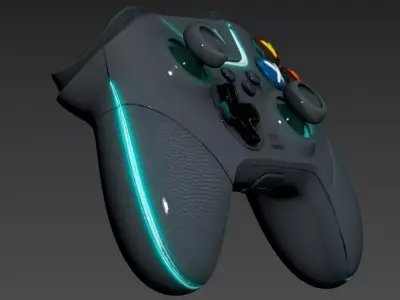 Futuristic Cyberpunk Gamepad - Neon LED Controller 3D model