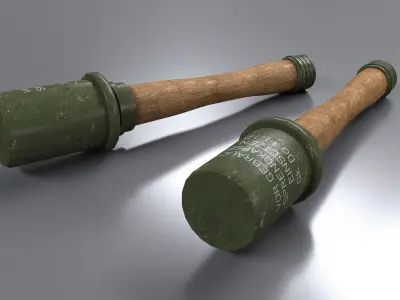 WWII Stick Grenade Low-poly 3D model