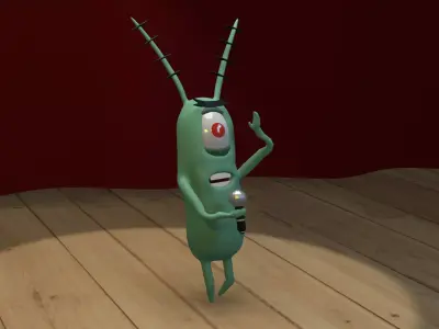 Singing Plankton Scene Low-poly 3D model