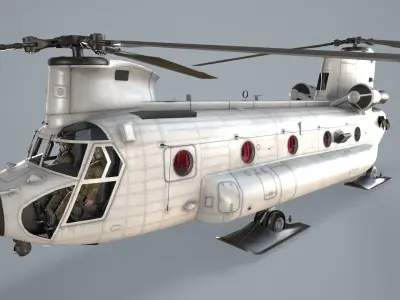  CH-47 Chinook Blank Livery Complex Animation Low-poly 3D model