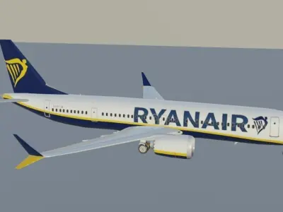 Ryanair Boeing 737 max 200 3d model  Low-poly 3D model