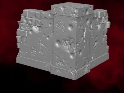 Diorama Damage Wall 3D printable files for Action Figures 3D print model
