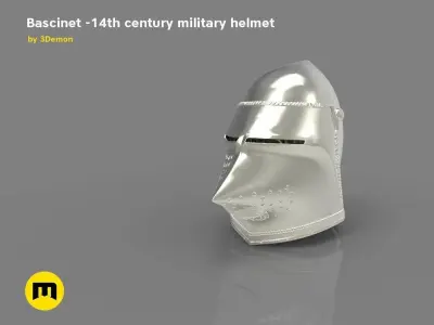 Bascinet -14th century military helmet 3D print model