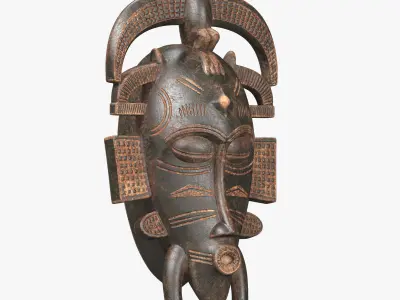 African masks Senufo Bird Low-poly 3D model