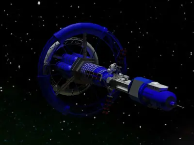 Spacecraft spaceship in space Low-poly 3D model get