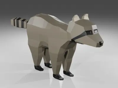 Raccon Low Poly Rigged Free low-poly 3D model