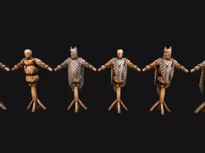 Medieval Wooden Military Prison Dummy Training Camp Environment Low-poly 3D model