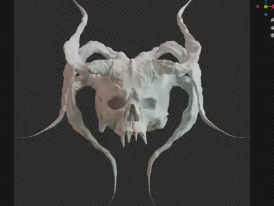 Devil Skull With Horns 3D model