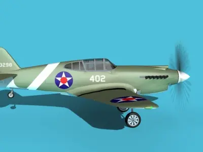 Curtiss P-40B Warhawk V02 USAAF 3D model