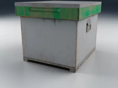 Old Wooden Box White Low-poly 3D model