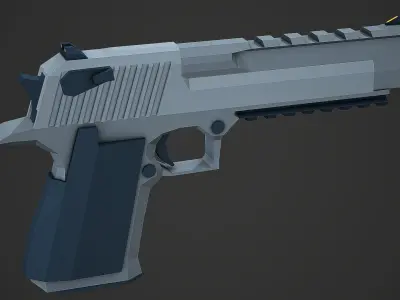 Stylized Desert Eagle Pistol Low Poly Mobile Ready Low-poly 3D model