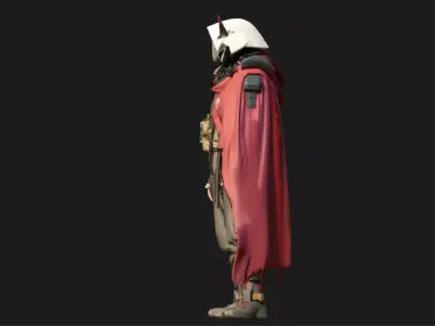 Dystopian Crimson Cloak Rebel Low-poly 3D model