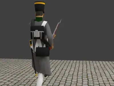 Napoleonic soldier with Winter Coat Low-poly 3D model