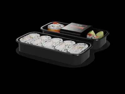 Snacks Salmon Sushi Roll Low-poly 3D model