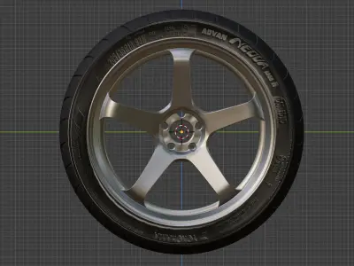 Advan GT sports racing wheel with Advan Neova tires Low-poly 3D model