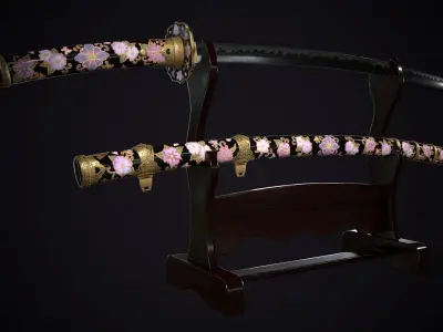 Samurai Sword TACHI Low-poly 3D model