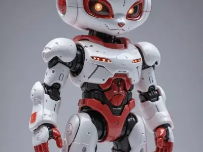 Cute Robot Bunny 3D Model Glowing Eyes Chibi Design Low-poly 3D model