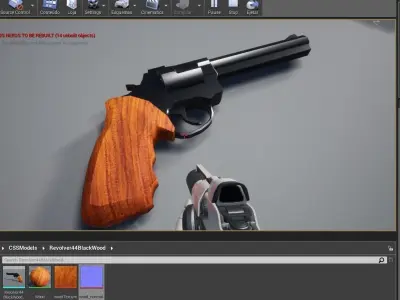 Black Revolver 44 - Wood Magnum Gun - Weapon - Arma Low-poly 3D model